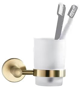 Housler® Accessoires de salle de bain ronds en laiton brossé (doré) (gobelet rond)