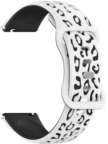 Wanme Uhrenarmbänder 22mm 20mm Uhrenarmband, Zweifarbiges Graviertes Silikon Armband, Mit Schnellverschluss Verstellbares Ersatzarmband für Herren Damen (20mm, Weiß/Schwarz)