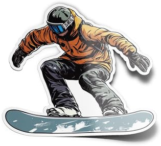 PACK ADESIVI STICKERS Vinile Snowboarder in salto Freestyle Resistente all'acqua e UV, Snowboard Sport invernali Sci Neve Montagna Extreme per computer bottiglia e auto decorazione esterna 8 cm