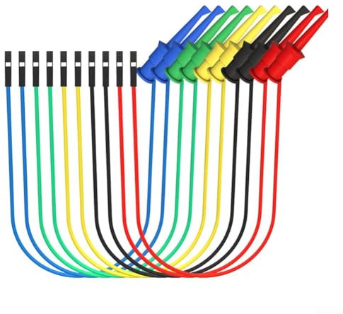 ZAMETTER Breadboard Test Hook Clips Soft Flexible Silicone Test Leads For Electrical Testing Large Test Hook Multicolor Test Hook Clamp (Female)