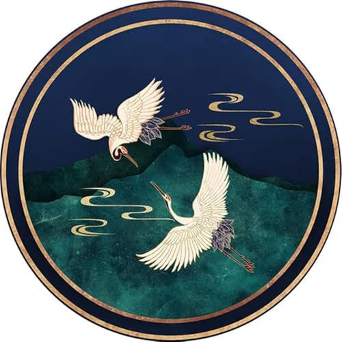 Ronde Tapis Salon Tapis ronds de Style chinois, for Chambre À Coucher, décoration de maison, tapis de sol antidérapant, chambre à coucher, chevet, Studio d'art, grande surface(N,Diameter 100cm)