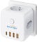 Bigfish Steckdosenleiste mit USB C, Mehrfachsteckdose mit 4 USB, Steckdosenwürfel ohne Kabel, Mehrfachstecker für Steckdose mit Schalter, 3 Fach Steckdosenadapter für Büro, Zuhause