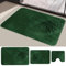 Fycyko 3 Pièces Tapis WC, Tapis de Bain 3 Pièces, Tapis Antidérapant, Tapis de Bain avec Motif à Feuilles,Tapis Lavable Vert