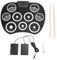 Set di tamburi elettronici con 9 pad, 7 toni, 10 ritmi kit di batteria in silicone per bambini e adulti con MIDI, jack per cuffie, suono, portatile e leggero