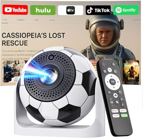 [Apps intégrées ] Mini Vidéoprojecteur avec Bluetooth 5.2 Portable Mini Projecteur Supporte 4K 1080P Auto Focus/Keystone Videoprojecteur Rotation 90° Compatibile avec HDMI/TV Stick/Memory Stick/Grey