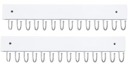 Wzxksoac Decorative Necklace Holder with 28 Hooks, 2pcs Hanging Jewelry Organizer Wall-Mounted, Modern Jewelry Display White