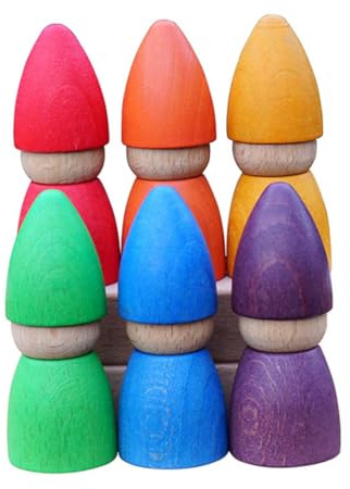 SOIMISS Buntes Holzpuppe aus Stabilem Buchenholz Farbige Rainbow Blocks Kindersicher Glatte Oberfläche für Kleinkinder Ab Jahr zur Farb Formerkennung