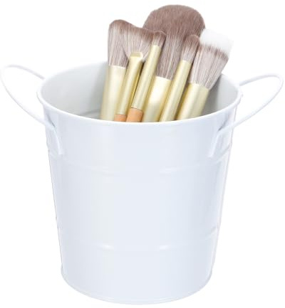 sourcing map Organiseur de pinceaux de maquillage avec poignée, 8,9 x 11,2 cm, petit organiseur de bureau pour la maison, le bureau, les pinceaux de maquillage, la papeterie, blanc