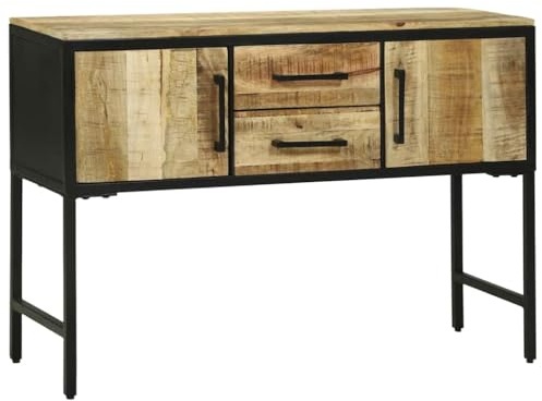 Mhdvray Table console marron 100 x 35 x 70 cm en bois de manguier massif avec cadre en acier design moderne espace de rangement et stabilité pour salon, couloir, bureau