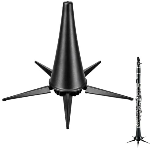 ikBrtaiay Supporto per Clarinetto Nero: supporto per Tromba pieghevole con 5 piedi, 10,5 cm di Tromba pieghevole, supporto a Tromba di Cono Corto, per Clarinetto A e B