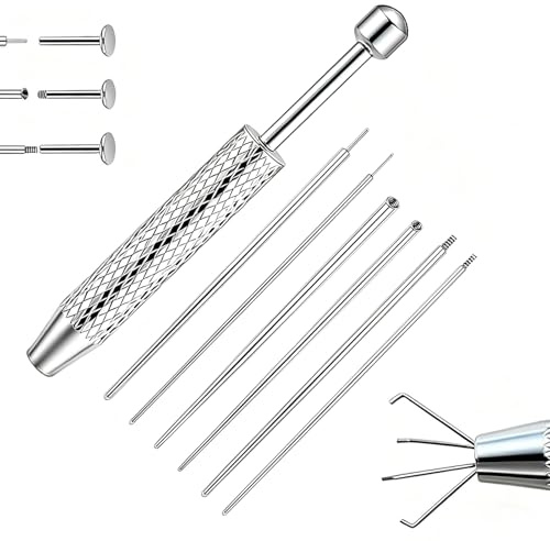 7-Piece Piercing Ball Grabber, Opener and Insertion Tool Set | 16G and 18G stainless steel applicators, for changing flat-back jewellery on ears nose and lip