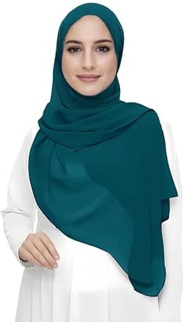 Lina & Lily Damen Muslim Premium Chiffon Hijab Kopftuch Schal aus Leicht Stoff (Blaugrün)