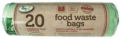 Tidyz Food Waste Bags 5 Litre (5L) Compostable Caddy Bin Liners - 20 Bags (4 X 20 (80 Bags))