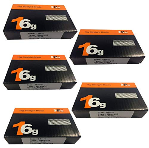 32mm+38mm+45mm+50mm+64mm 16g Straight Nails 2500 Nails for 16 Gauge Air Nailers