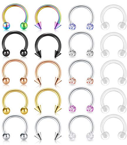 Incaton 16 Gauge 8MM Lippenpiercing Nasenpiercing Brustwarzenpiercing Chirurgenstahl Helix Septum Ring Tragus Ohrpiercing Bioflex Hufeisen Circular Barbell Retainer Piercing Schmuck