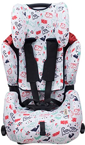 JYOKO Kids Bezug für Autositz kompatibel mit Recaro Young Sport Hero, aus Baumwolle (Dino Party)