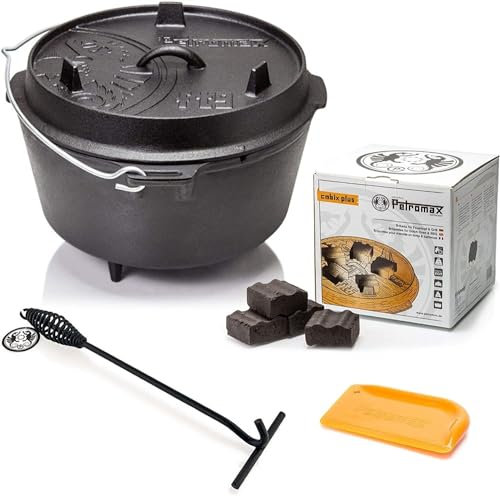 Petromax Feuertopf Starterset ft9 (Dutch Oven mit Standfüßen) inkl. Kohlen + Deckelheber + Schaber