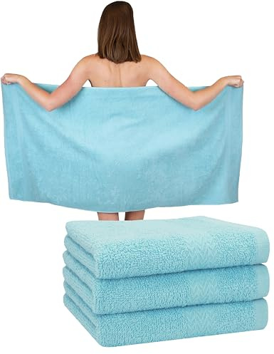 Betz 4 Stück Strandtücher Duschtücher Set Größe 70x140 cm Duschhandtuch Badetuch Strandtuch Handtuch Premium 100% Baumwolle Farbe Ocean