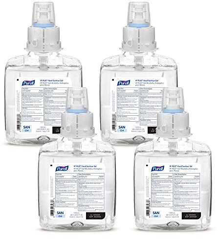 PURELL VF PLUS Hand Sanitizer Gel, Fragrance Free, 1200 mL Sanitizer Refill for PURELL CS4 Manual Hand Sanitizer Dispenser (Pack of 4) - 5199-04