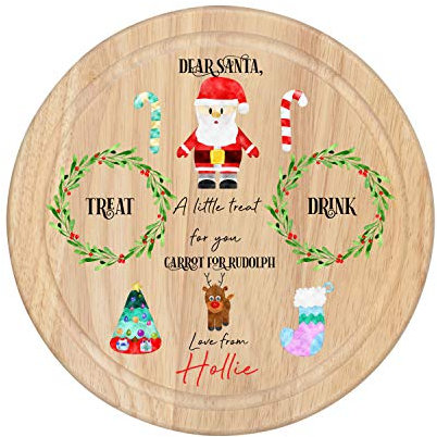 Personalised Wooden Christmas Eve Santa Board Plate Treats Milk Mince Pie Christmas Eve Box Carrot Rudolph Tray Christmas Plate