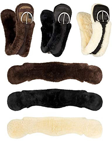 Equinate Western Mondgurt anatomisch echt Lammfell Kurzgurt Sattelgurt Westerngurt 70 cm Schwarz