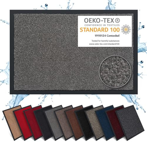 Carpet Diem Fußmatte, einfach sauber I Schmutzfangmatte Eingangsbereich - Fussmatte Innen & Außen, rutschfeste Türmatte, Schmutzfang Teppich für Haustür I Fußabtreter in Grau 80x120 cm