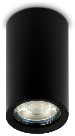 Kwazar Luminaire Aufbauspot GU10 Deckenspot 230V Deckenlampe Schwarz Rund Ø56mm x 100mm Aufbaustrahler Deckenleuchte Strahler ROLLER.A