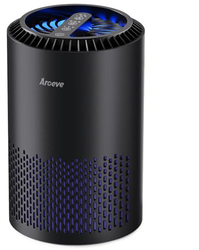 AROEVE Air Purifiers for Bedroom Home, Air Purifier For Smoke Pollen Dander Hair Smell Air Cleaner with Sleep Mode Speed Control For Bedroom Office, MK01- Black(Available for California)