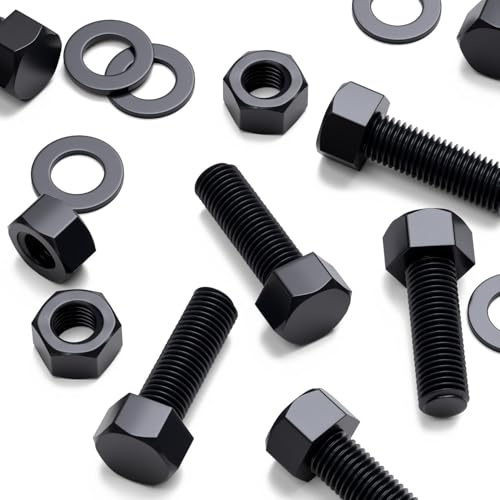 5x schwarze PP-Sechskantschrauben M20 x 60mm, Muttern & Unterlegscheiben | Leichte Sechskantschrauben sind korrosionsfrei, elektrisch nicht leitend und nicht magnetisch