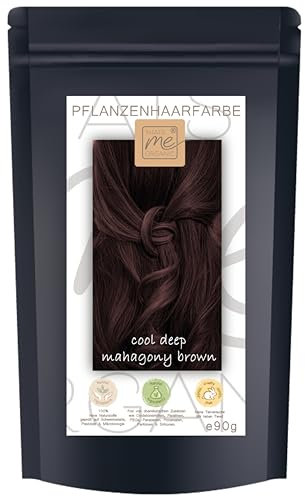 Thats me Organic® Profi Pflanzenhaarfarbe + Zubehörset (cool deep mahagony brown) – Bio Haarfarbe ohne Chemie – Haarfarbe für gesundes Haarefärben auch während Schwangerschaft und Stillzeit