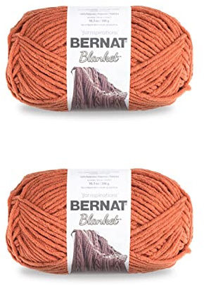 Bernat Blanket Super Bulky Acrylgarn – 2 Packungen mit 300 g #6 Chunky Chenille, schweres Garn zum Stricken und Häkeln, Amigurumi, dicke Decken (Kürbis-Gewürz, 220 m, 2er-Pack)