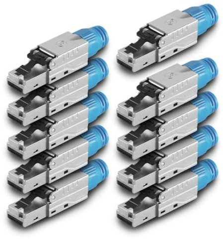 ARLI Lot de 10 fiches réseau RJ45 CAT8.1 - Connecteur réseau - Fiche Ethernet blindée pour max. 40 Gbit/s 2000 MHz - Montage sans outil - Configurable sur le terrain - Compatible avec CAT8 CAT7 CAT6a