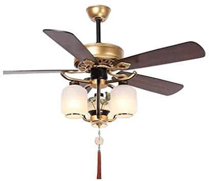 JGATW Ventilateur avec Lampe Ventilateur De Plafond avec 3/6 E27 (Pas De Lumière) Et Télécommande, Ventilateur De Plafond De Style Lanterne avec Cinq Pales en Bois Réversibles Lustre Ventilateur