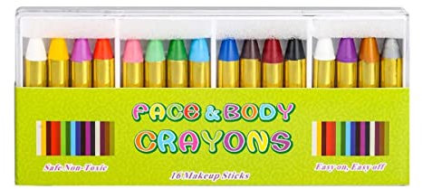 Kinderschminke Set,16 Farben Schminkset Kinder Face Paint Crayons, Ostern Geschenk ungiftig Körperbemalung Sticks Körper Tattoo Buntstifte Kit für Kinder