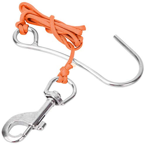 Joyzan Gancho de Arrecife Único, Seguridad Cable Buceo Cueva Submarina Deriva Acero Inoxidable Corriente único Línea Antipérdida Hebilla Liberación Rápida Cordón Bobina Espiral Submarinismo Reef