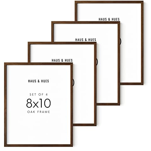 HAUS AND HUES 20,3 x 25,4 cm Bilderrahmen-Set von 4-8 x 10 Walnuss Galerie Wandrahmen, Bauernhaus Holz Fotorahmen 8 x 10 für Wandcollage, Packung 10 x 8 Braun Holz Wandrahmen (Nussbaum Eiche)