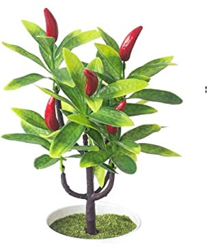 HXSCOO Künstliche Pflanze Bonsai Orange Granatapfel Obstbaum Fensterbank Dekoration Kunststoff Garten Gefälschte Pflanze Topf Heimdekoration (Color : Chili)