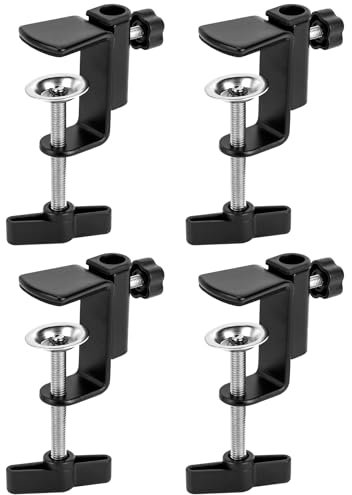 QWORK Universal-Schreibtisch-C-Klemme mit 1,27 cm Gewindeloch, 4 Stück, verstellbare Metallbefestigung, Tischlicht-Klemmhalterung für Schwingarm-Vergrößerung, Schreibtischlampe, Mikrofon, Kamera