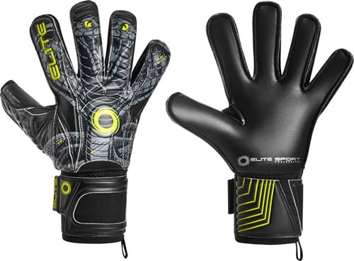 Elite - Torwarthandschuhe Vibora 2023 9 Schwarz/Grün 3D-Muster, 5mm Latex, Verstärkter Rückenschaum, Ballkontrolle, Grip
