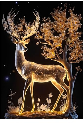 MytaYt Elch Diamond Painting, 5D Diamond Painting Tiere DIY Diamant Painting Bilder für Erwachsene Kinder Diamant Malerei Handwerk Deko für Home Dekoratio Wanddekoration, 40X30cm