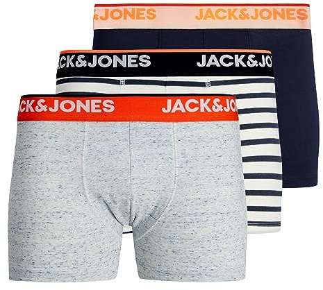 JACK & JONES Herren Unterhosen Shorts Boxershorts Trunks 3er Pack, Farbe:Mehrfarbig, Wäschegröße:M, Artikel:-Navy Blazer/Navy-lig