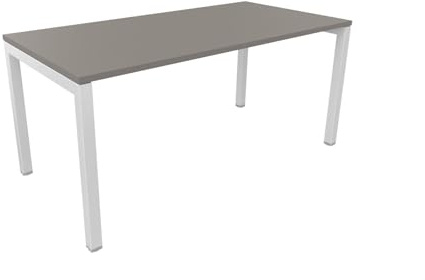 FBasic Büro-Schreibtisch – Gestell aus weißem Metall und Tischplatte aus Steingrau – 160 x 80 x 74 cm