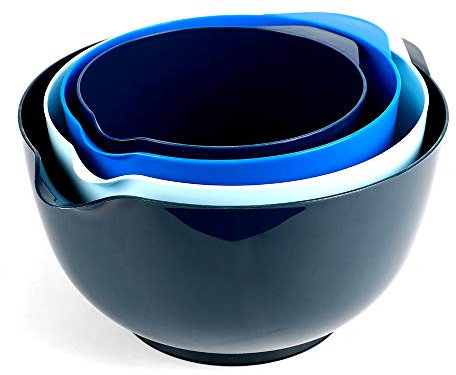 BoxedHome Mixing Bowl Blau Set Rührschüssel Set Kunststoff Salatschüssel rutschfest stapelbar Servierschalen für Küche Rührschüssel-Set 4-teiliges Wiederverwendbare Rührschüssel