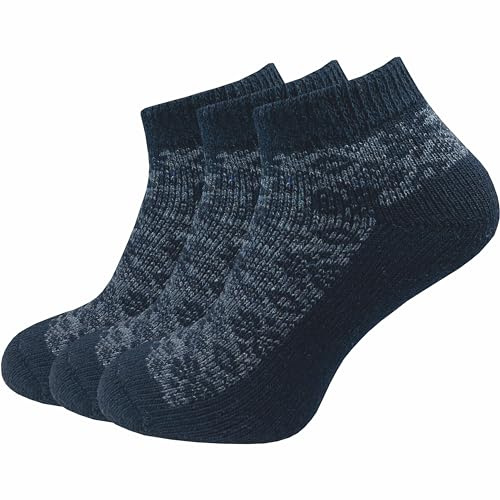 GAWILO dicke & warme Damen Sneaker Socken (3 Paar) | kurze Wollsocken im Norweger Look | ideal auch als Bettsocken im Winter