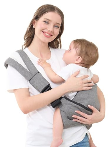 GAGAKU Kindertrage Seitlich Babytragetuch Trage Baby mit Rutschfestem Hüftsitz Tragetuch Kleinkind Hüfttrage Kleinkindtrage Ergonomischer Tragehilfe Babytrage ab 6 monate (6.4-15,9 kg) - Grau