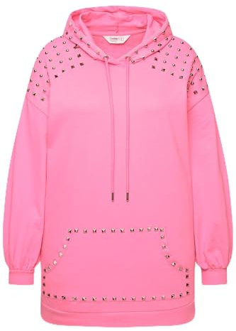 Angel of Style Damen große Größen Übergrößen Plus Size Hoodie, Oversized, Kapuze, Ziernieten, Ballon-Ärmel pink 52 833352805-52