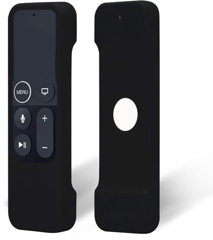 Apple TV-Fernbedienung, Schutzhülle, Silikon, rutschfest, stoßfest, mit erhöhter Einfassung, für Apple TV 4K HD Siri Remote (1. Gen)/5. / 4. Generation Fernbedienung (schwarz)