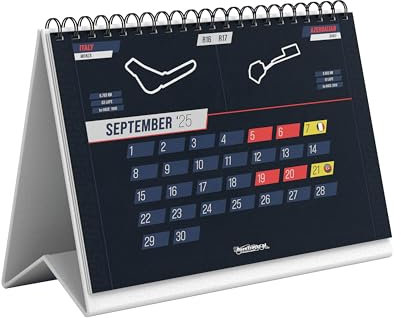 Formel 1 2025 A5 Tischkalender, Rennplaner F1 2025, GP Datumskalender F1, Formel 1 Geschenk, F1 Geschenk, Kalender 2025 Motorsport, Kalender A5 für Schreibtisch Fan F1, F1 2025
