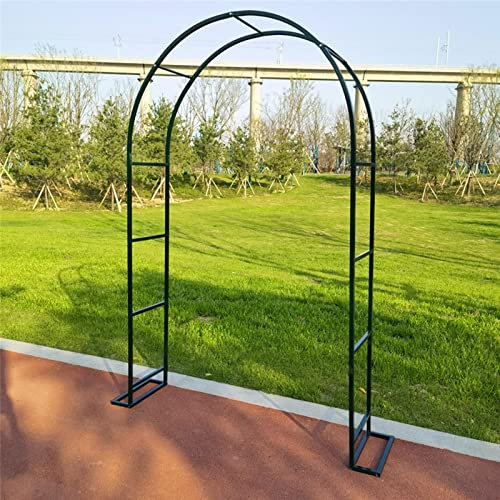 Arche de jardin en métal solide et élégante pour plantes grimpantes en plein air et décoration de fête de mariage, vert foncé, 1,8 x 2,2 m