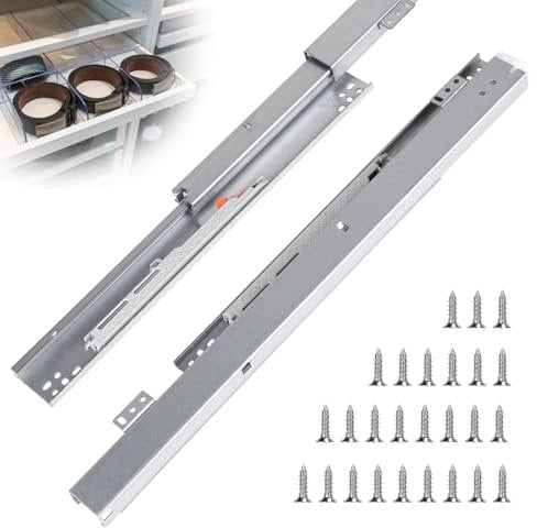 EFUTURETIME 2 x 45 cm Schubladenschienen Vollauszug 77 cm Schubladenauszug Softclose Schwerlast, Unterflurführung Bodenmontage mit 26 Schrauben